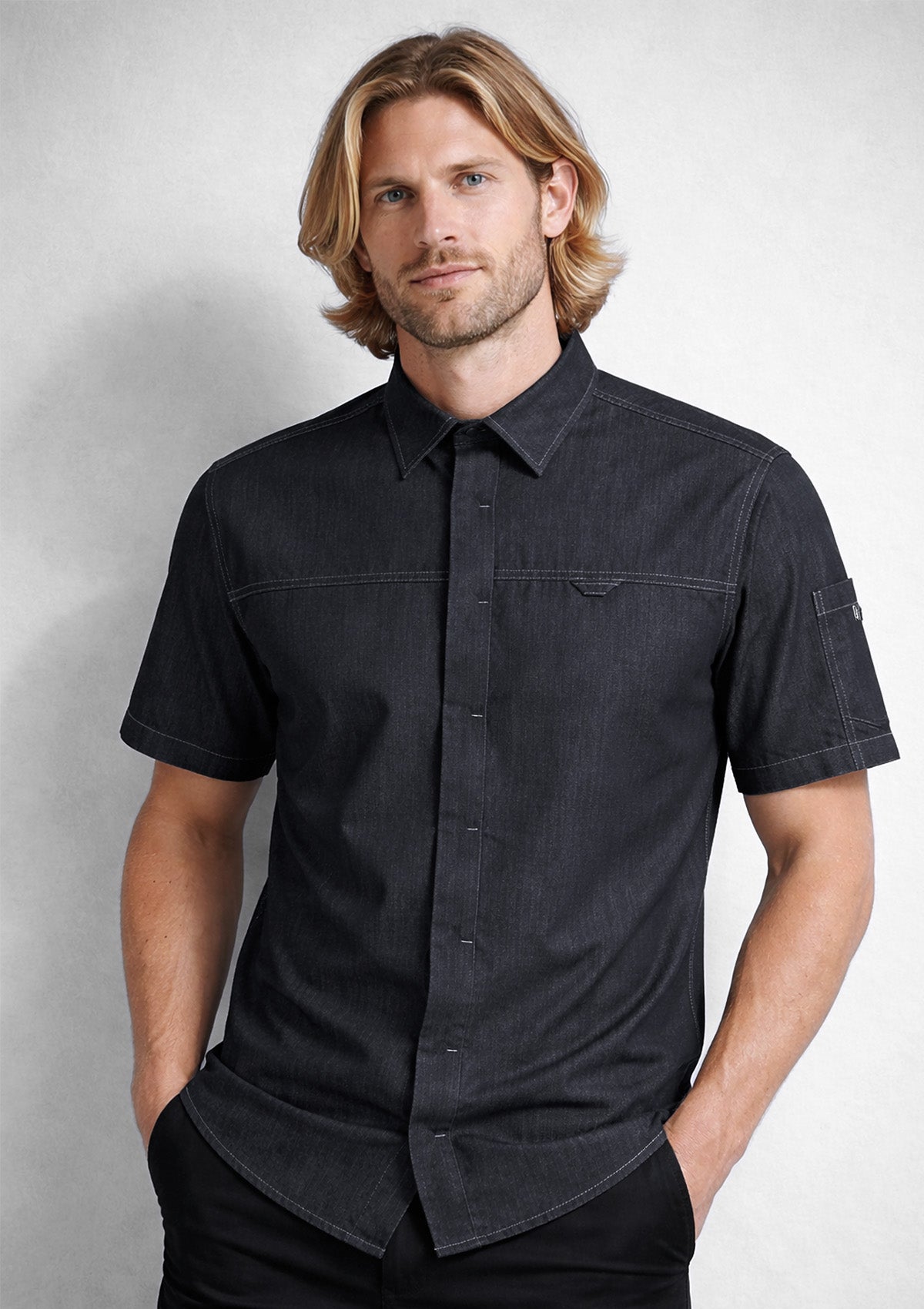 Chemise de Service Homme Coupe Moderne Manches Courtes