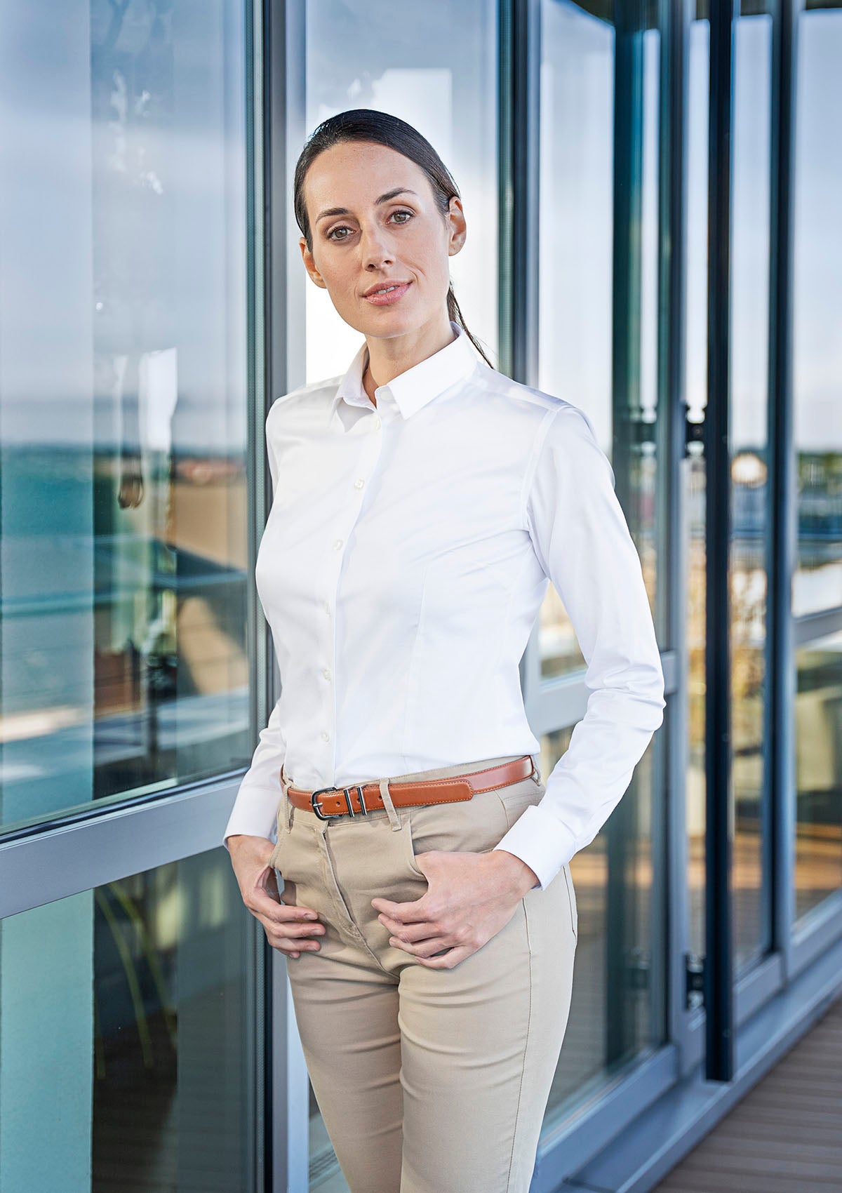 Blouse Femme Active-Stretch Manches Longues Coupe Slim