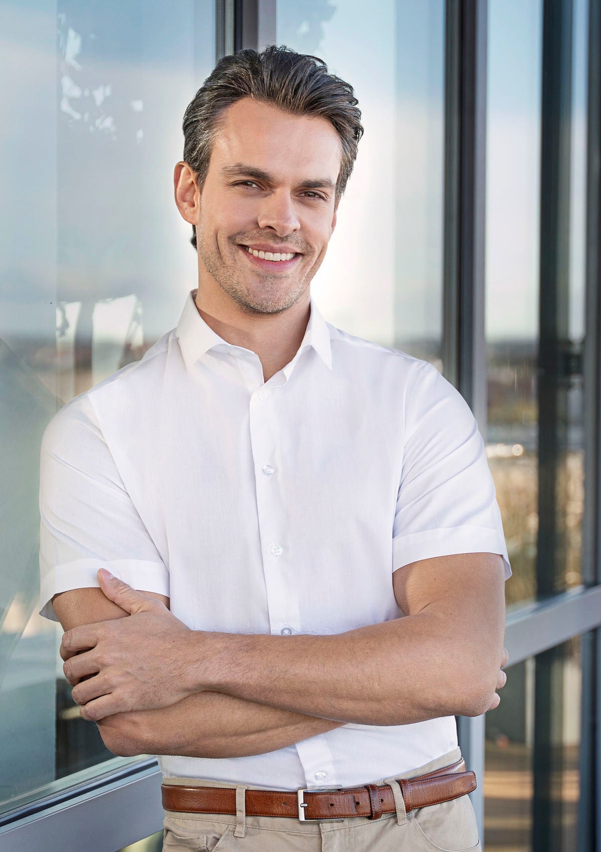 Chemise Homme Slim Active-Stretch Manches Courtes