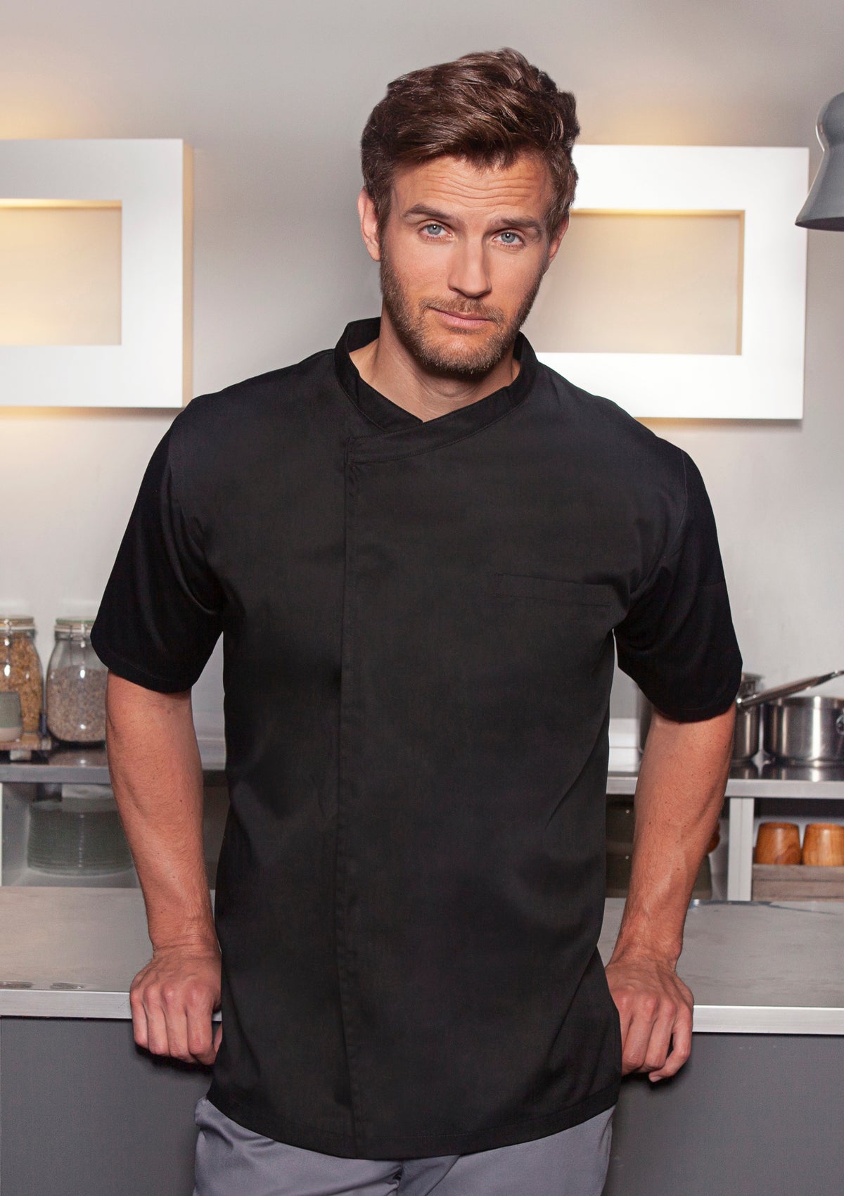 Men's Chef Shirt Short Sleeves Throw-Over | Karlowsky