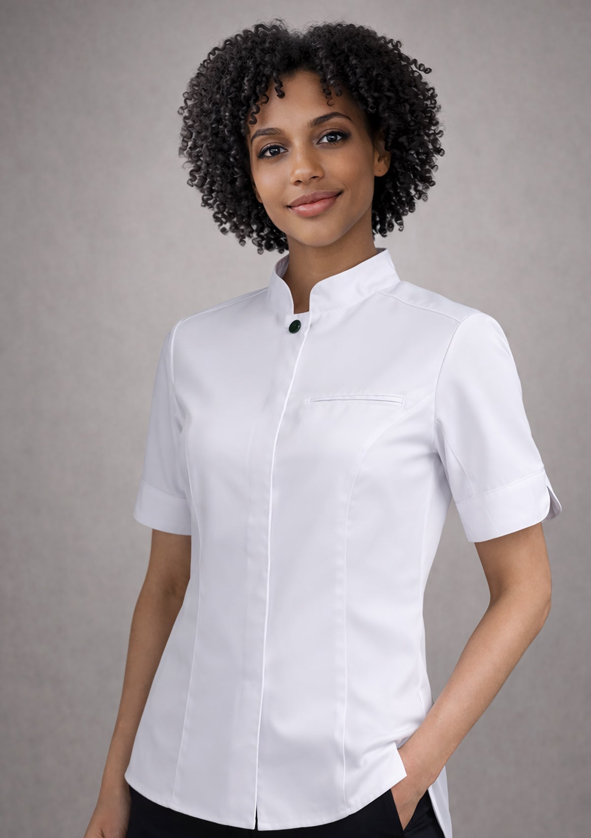 Chemise de Chef Slim Haut de Gamme Femme Manches Courtes