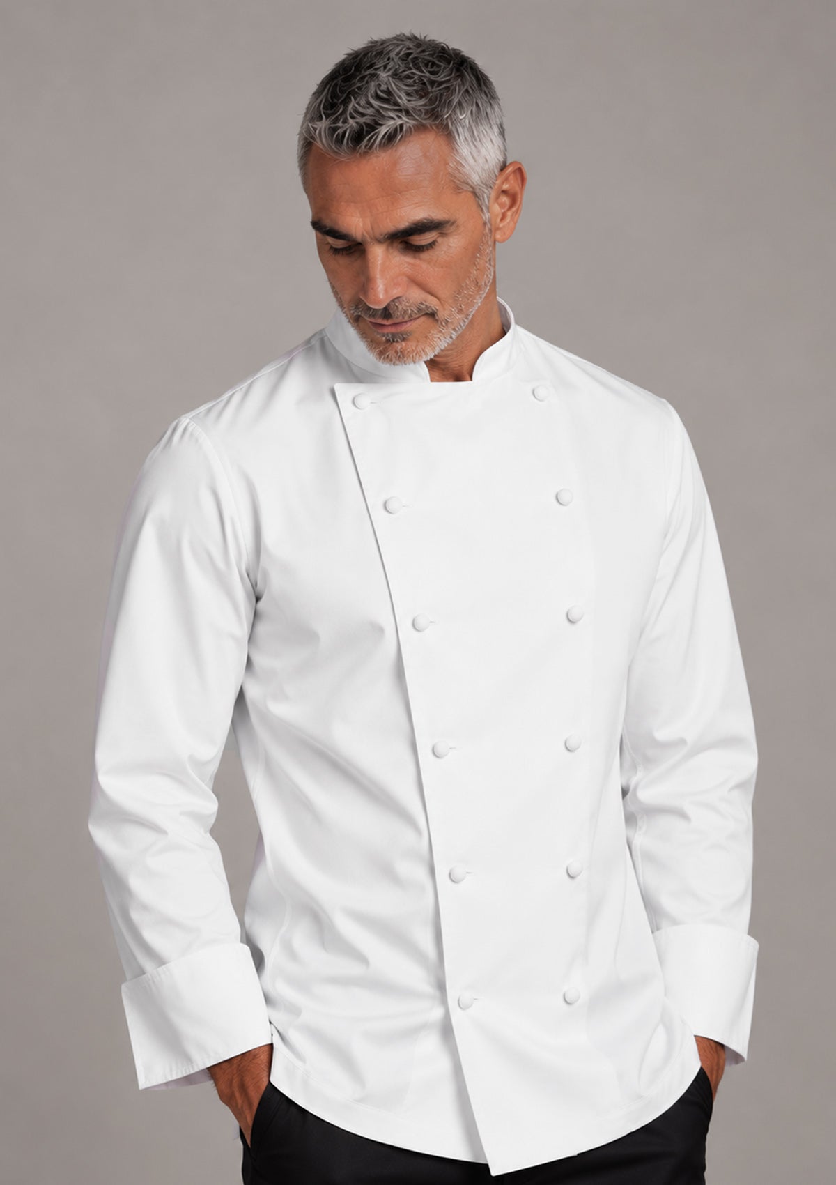 Veste de Chef Homme Coupe Française à Manches Longues