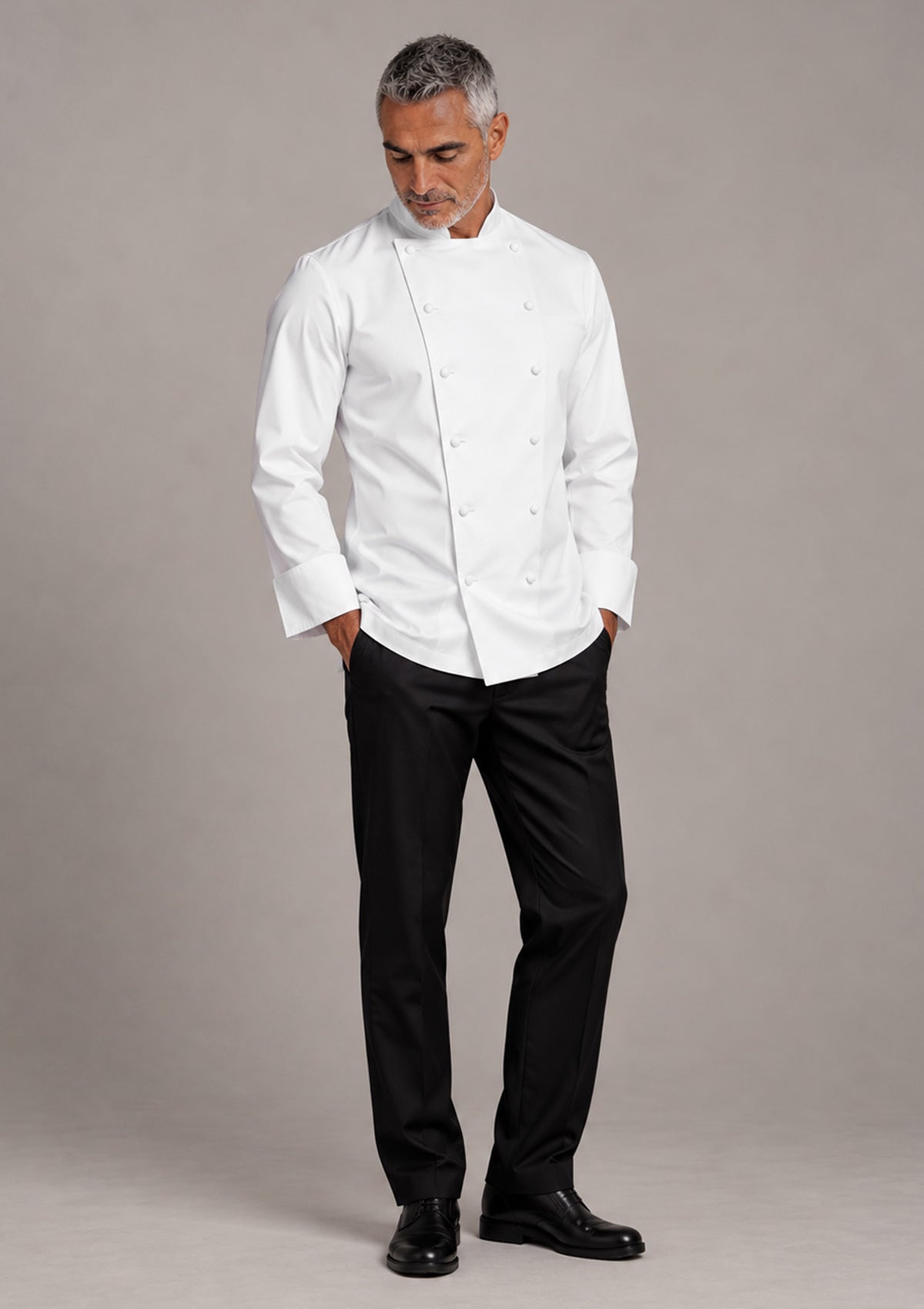 Veste de Chef Homme Coupe Française à Manches Longues