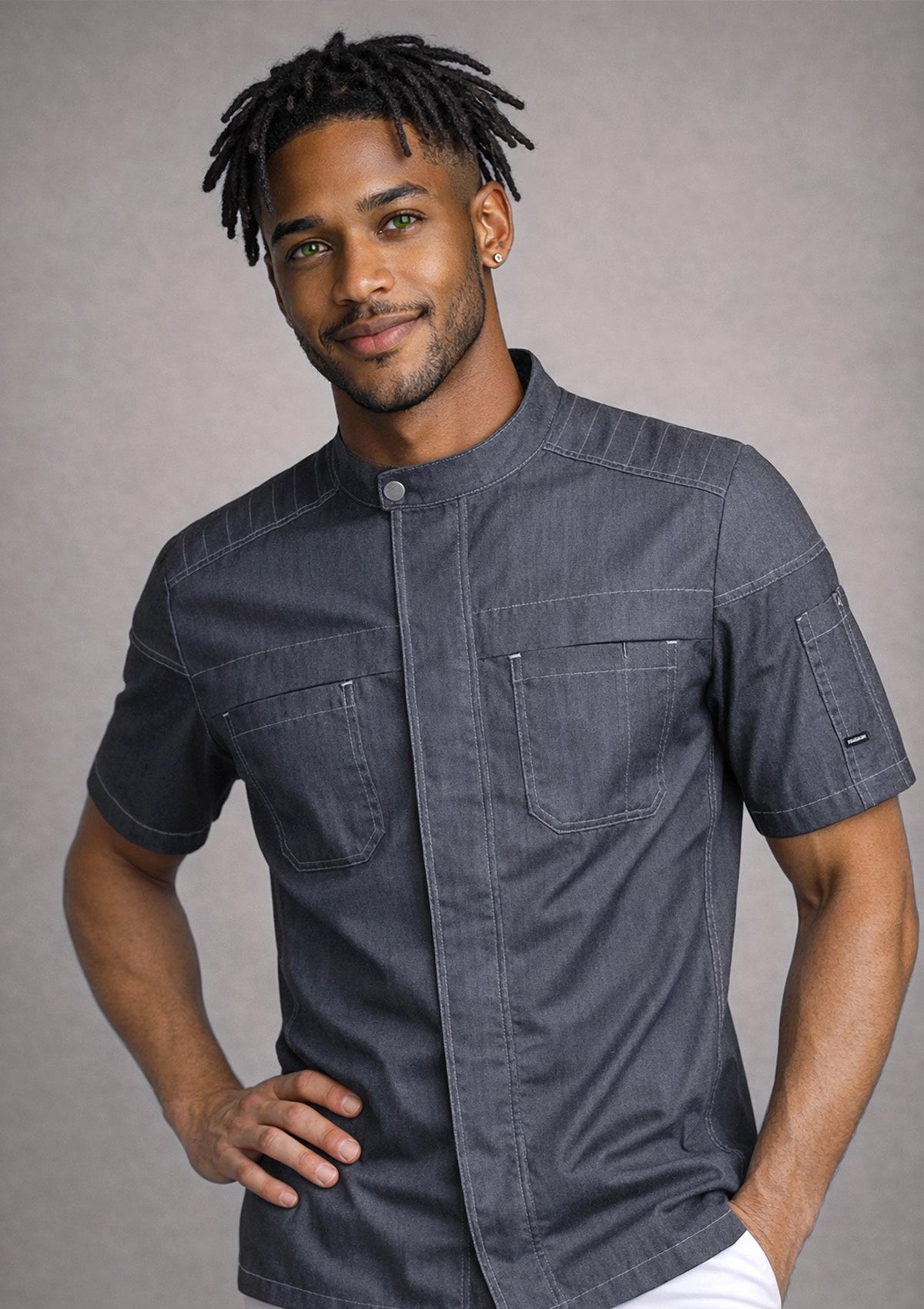 Veste de Chef & Service Style Biker Unisexe Manches Courtes