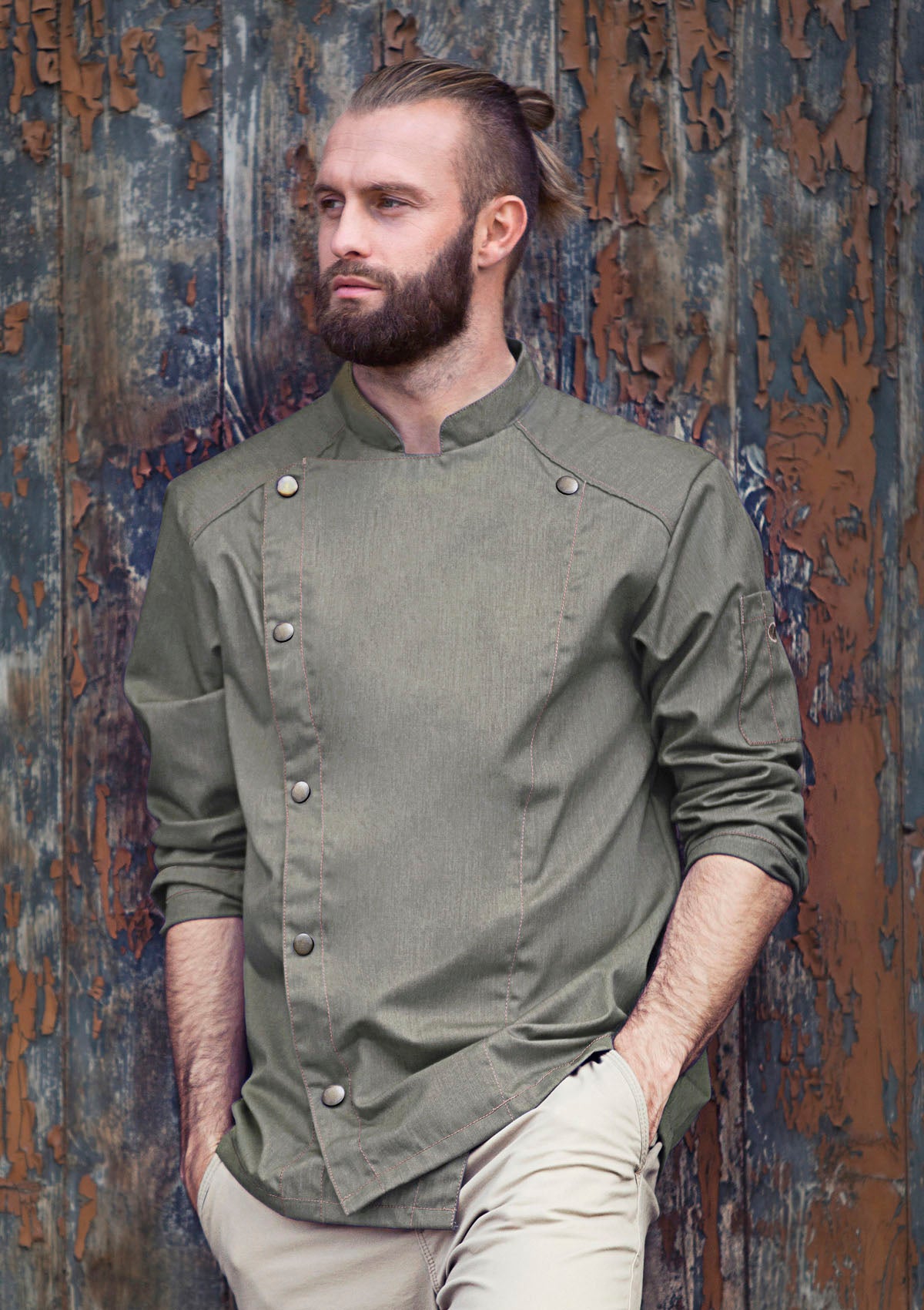 Veste de Chef Homme Style Jean Manches Longues