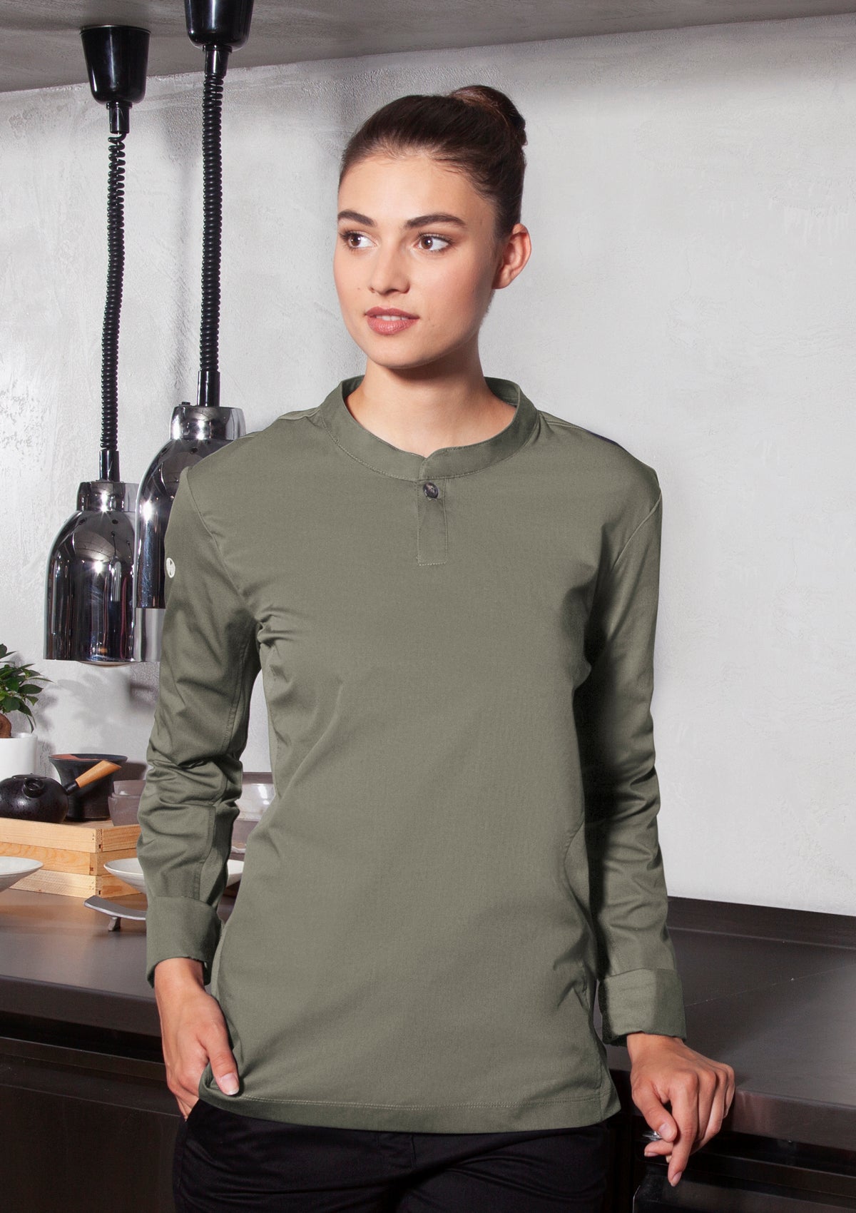 Chemise de Chef Femme Performance Slim Manches Longues